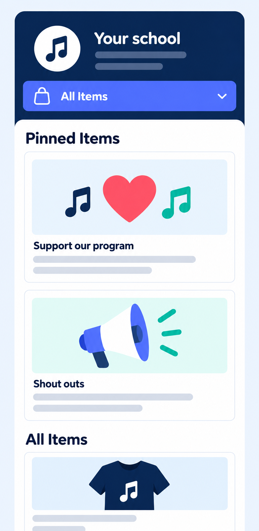 The same supporter storefront arranged for a phone